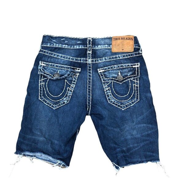TRUE Religion Jean Shorts Size 33 RICKY SUPER T Blue - Picture 2 of 7